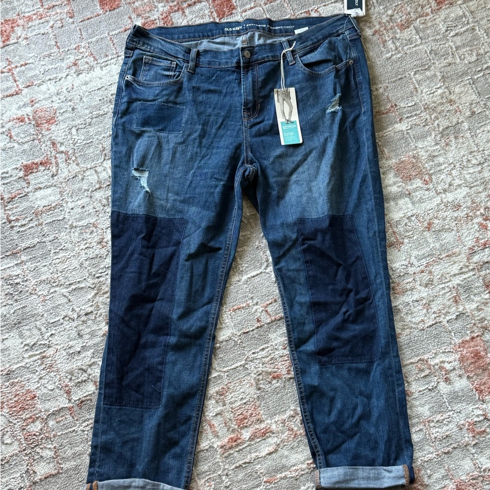 Old Navy Women's Relaxed Fit Boyfriend Jeans in Dark Blue